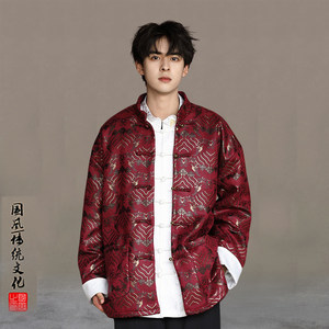 
New Chinese style high-end national style men's jackets retro national trend copper buckle Tang suit jacket tops trendy brand plus size men's clothing