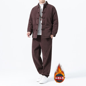 
Winter new thick cotton coat suit men's Chinese stand collar casual Tang suit tunic suit retro corduroy cotton coat