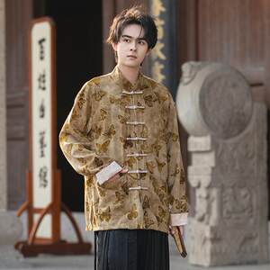 Original Chinese style Chinese style men's button-up shirt casual large size retro Zhongshan jacket 2025 spring and summer