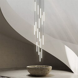 Villa Staircase Chandelier Duplex Modern Minimalist Apartment Rotating Loft Long Chandelier Living Room Stairwell Strip Light