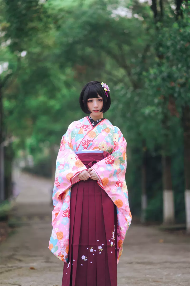 日本傳統正式二尺袖着物振袖行燈袴和服成人式畢業典禮卒業禮服