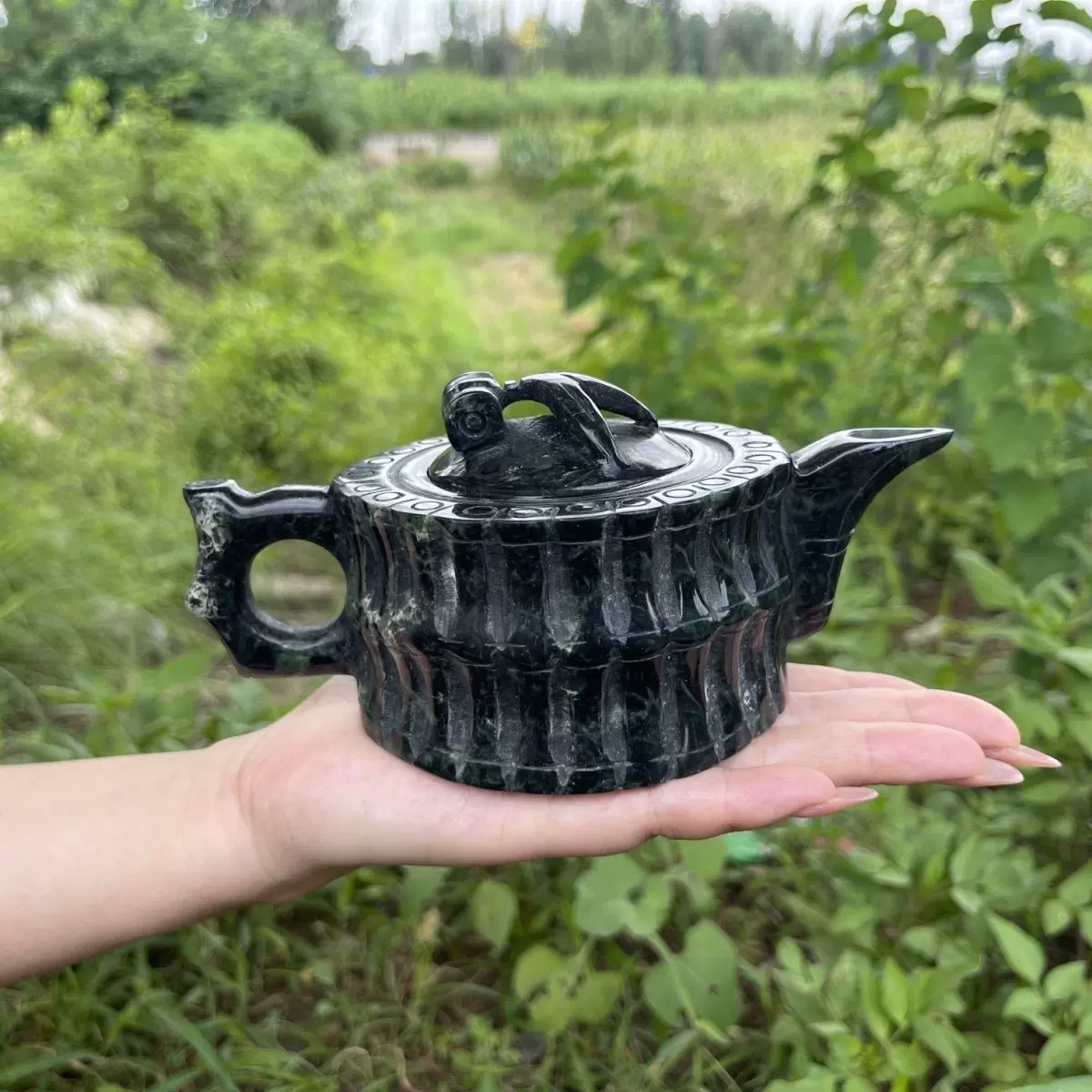 西施壺玉壺茶壺家用真玉藏玉藥王石壺養生壺墨綠正品天然玉石茶壺