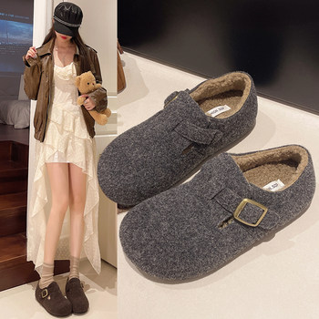 Small potato inner heightening slip-on plus velvet Birkenstock shoes for women