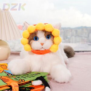 
Autumn and winter new cute sunflower transformed into pet dog and cat hat, adjustable cat supplies and dog clothes.4