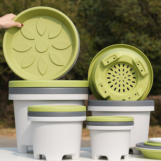 
Resin thickened flower pot plastic ball potted lily tulip lily valley special breathable root control high-end tray containing