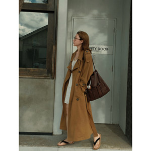 
MOERSHOP's 'Old Relaxation' Super Special Sweatshirt Material Long Windbreaker High-Quality Temperament Long Coat