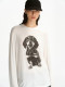 SMIIILE Lycel Tiansi White Micro-Transparent Long Sleeve T-Shirt Dachshund Print Casual Ragnant Sleeve Loose Top