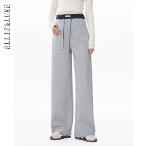 ELLIELUKE孕妇长裤冬季加厚外穿阔腿休闲裤子直筒加绒保暖裤冬装