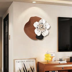 Medieval-Style Solid Wood Floral Clock Wall Clock Living Room Decorative Painting 2025 New High-End Dining Room Clock Wall Hanging