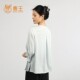 Deer King 25 spring and summer new women's round neck 100 mulberry silk top lace and quarter sleeve printed cardigan XS3068
