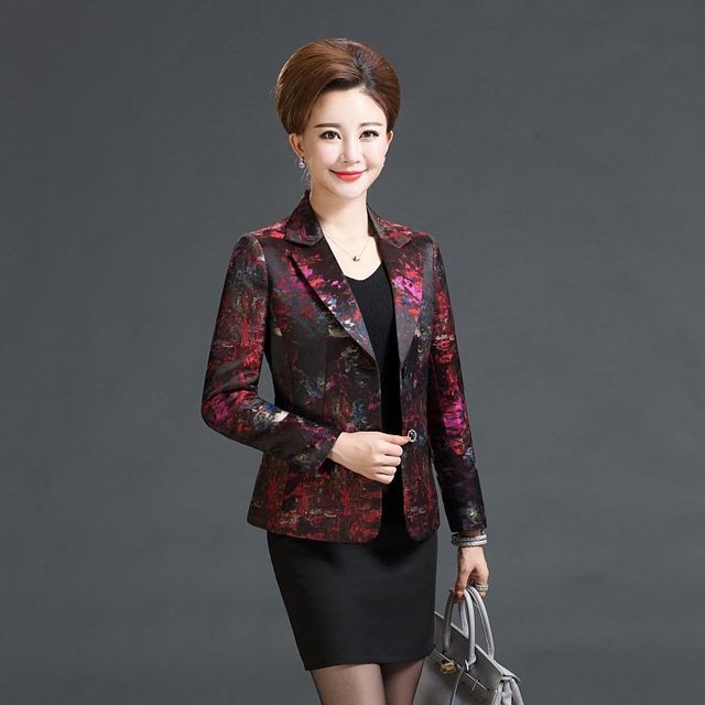 2025 Spring and Autumn Middle-aged and Elderly Jackets Small Suits Fashion Slim Middle-aged Women Short Suit Top Slim Mother's Outfit
