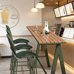 Outdoor Bar Table and Chairs for Home Use, Balcony Wall-Mounted Long Table, Anti-Corrosion and Sun-Resistant, Coffee Shop Outdoor High Table and Chair Set