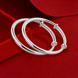 Pure Silver Smooth Baby Bracelet for Girls, Joyful Pure Silver Bracelet for Boys, Gift for Children's Full Month or First Birthday