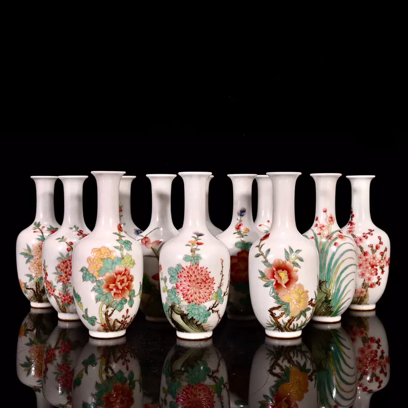 清雍正年粉彩花鸟纹长颈瓶古董古玩古瓷器收藏-Taobao Singapore