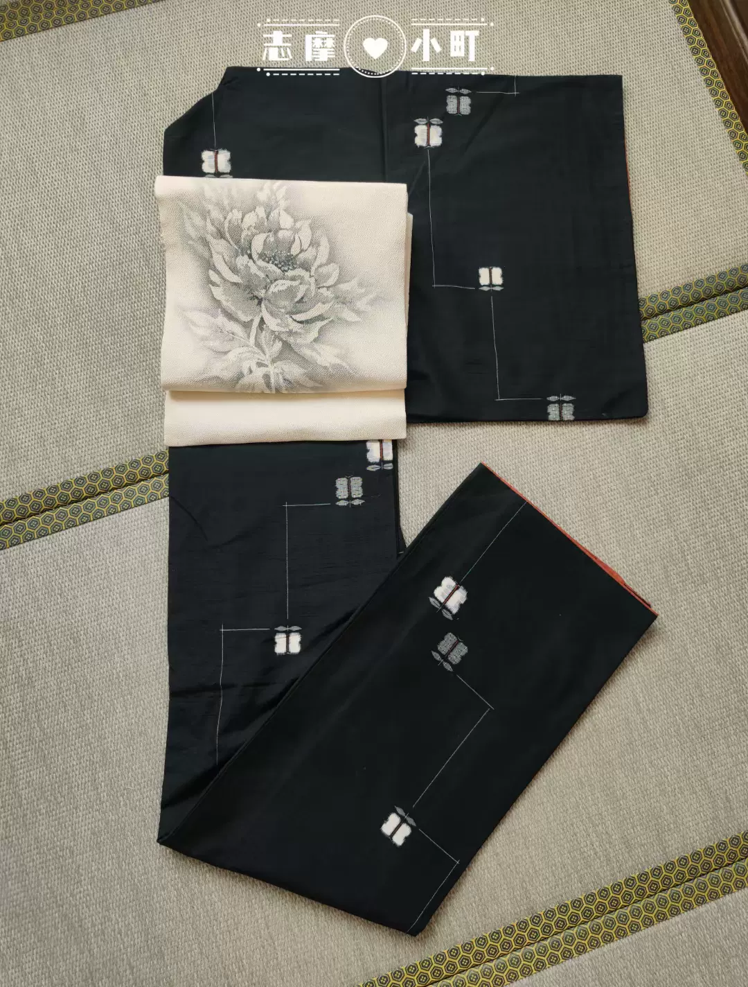 日本和服长着未使用正绢蓝色䌷织糸卷丝卷小纹-Taobao Malaysia