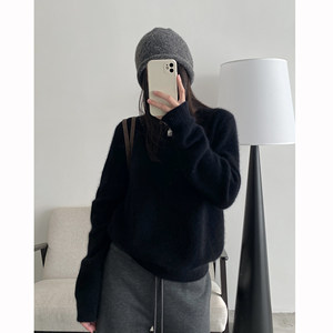 
sun pomelo raccoon fluff sweater for women in winter new soft and glutinous lazy style sweater loose round neck top