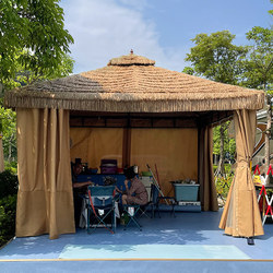 Sunshade Canopy, Courtyard Tent, Outdoor Thatched Gazebo, Rain Shelter, Outdoor Rural Four-Legged Large Umbrella, Farmhouse Dining Pavilion