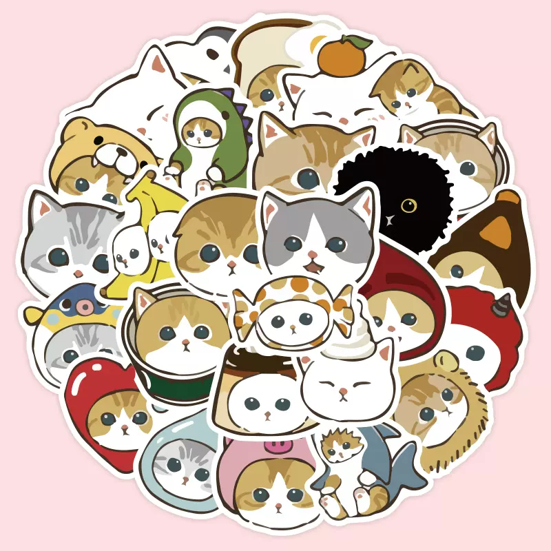 40张卡通可爱猫咪手账贴纸装饰小图案猫猫小猫盐