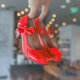 Girls high heels little princess shoes red children's leather shoes little girl performance catwalk princess shoes children's shoes