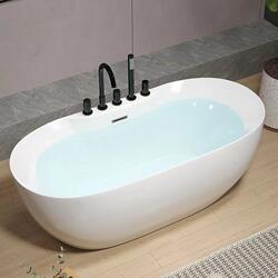 Household Bathtub Acrylic One-Piece Oval Freestanding Adult Hotel Homestay Double-Layer Insulation Soaking Tub Bathtub