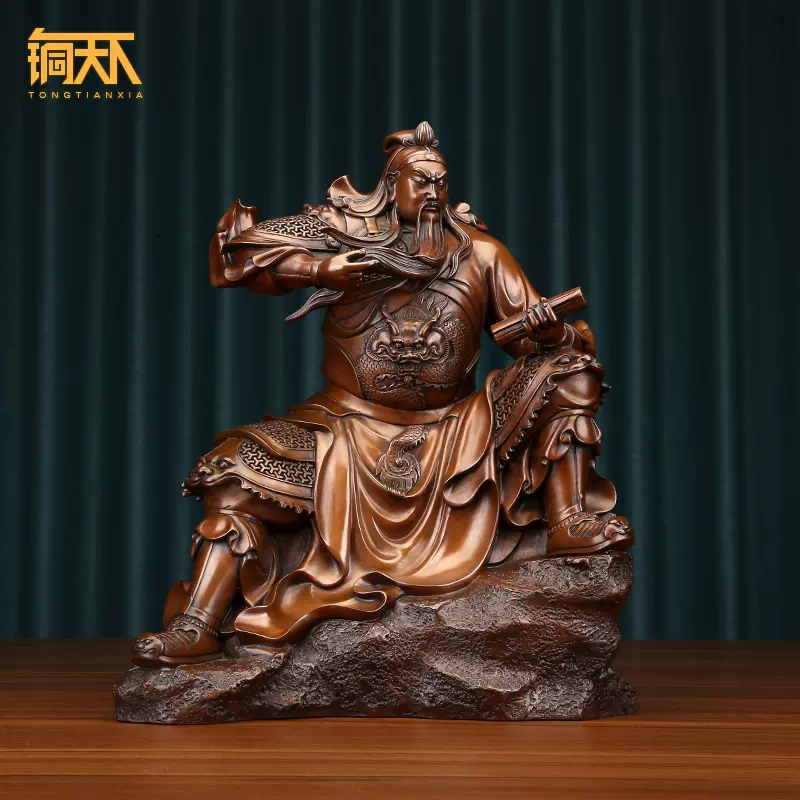 AP411 古銅關聖帝君立像・老銅關公像・銅造関羽像☆中国