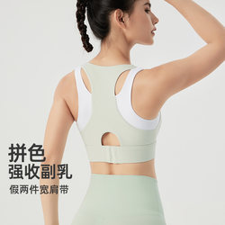 Yoga Sports Bra for Women, Double-Layer Shock-Proof Running Bra, Anti-Sagging, Integrated Color-Blocking Fitness Bra Vest