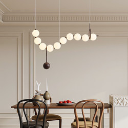 French-Style Restaurant Chandelier, Vintage Wabi-Sabi Style, Living Room, Study, Dining Table, Long Pendant Light, Pearl, Mid-Century Island Bar Chandelier