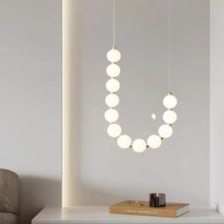 Nordic Light Luxury Designer Pearl Necklace Lamp Post-Modern Creative French Staircase Dining Room Cream Style Bead Chandelier
