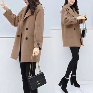Small wool coat for women 2025 autumn and winter new large size loose slim mid-length coat for women