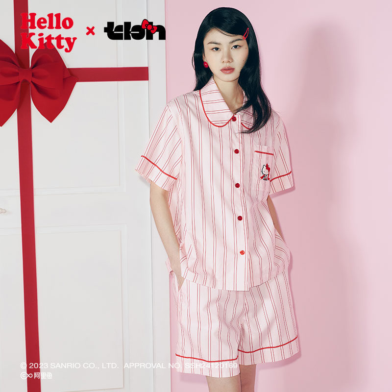 tbh Brutalist Home Sanrio Hello Kitty Tencel Хлопковый комплект домашней одежды — который можно носить на улице, пижамы для женщин