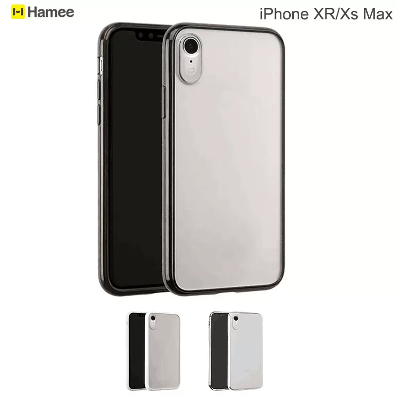 适用苹果iPhoneXR/XsMax日本Hamee简约透明黑白TPU边框防摔手机壳-Taobao