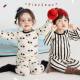 Children's autumn and winter pure cotton Lycra autumn clothes and long trousers sets new boys and girls home clothes pajamas baby underwear