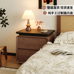 Solid Wood Bedside Table for Home Bedroom, 2026 Hot-Selling, Light Luxury, High-End Feel, Small Vintage Cream-Style Storage Cabinet