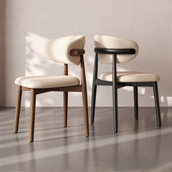 Nordic Solid Wood Dining Chair, Light Luxury, Mid-Century Style, Italian Minimalist, North American Dining Table and Chair Set, High-End Soft Cushioned Backrest Chair for Home Use