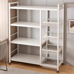 Living Room Storage Rack, Multi-Layer Storage Shelf, Snack Rack, Balcony Floor-Standing Kitchen Multi-Functional Wall-Mounted Storage Cabinet