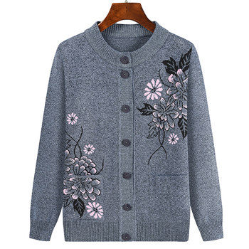 Cardigan elderly spring and autumn sweater jacket knitted 0