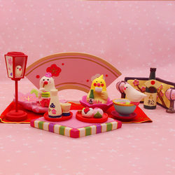 Japanese Zakka Style Bird Sake Cherry Blossom Tea Party D Family Pink Girly Resin Desktop Japanese-Style Small Ornament Decoration