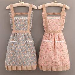 Korean Style Fashionable Canvas Apron for Women, Suitable for Home Kitchen Cooking, Anti-Stain, Breathable, Durable, Workwear for Adults