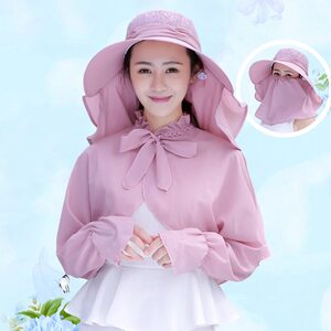 Large eaves sun hat Female summer outdoor sunscreen covers face and cold hat versatile anti -ultraviolet riding bike out of the sun hat