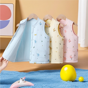 
Goodbaby three-layer quilted thickened vest for boys and girls, spring, autumn and winter warm jacket vest, versatile