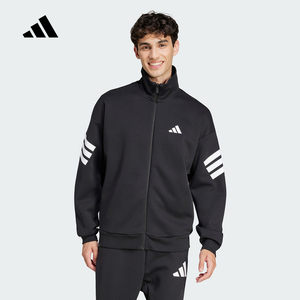 
adidas adidas jacket top 2025 spring new men's knitted three-striped stand-up collar jacket JD4885
