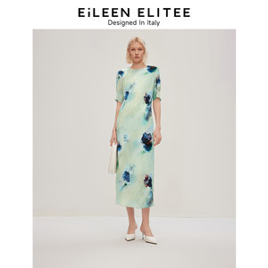 
[Langzi Ole] [Italian design] Langzi French high-end long skirt summer temperament green dress