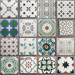 Antique Nordic Small Tiles 200 Geometric Plant Floor Tiles Floral Background Wall Balcony Retro Kitchen Bathroom
