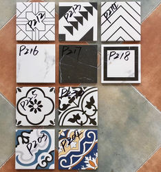 Nordic Style Small Floral Tiles 200*200 for Kitchen, Bathroom, Balcony Background Wall, Personalized Mosaic Non-Slip Floor Tiles