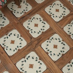 French-Style Vintage Floral Tiles 20X20 Balcony Mosaic Floor Tiles with a Natural Wood Style and Mixed Design for Restaurant Mold Tiles