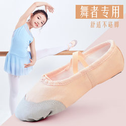 Dance Shoes for Children, Flesh-Colored Pink Autumn Practice Shoes, Girls' Ballet, Chinese Dance, Gymnastics Soft-Soled Shoes, Body Training Shoes