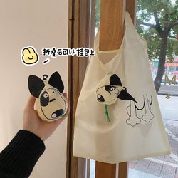 ins Wind Cartoon Puppy Foldable Shopping Bag Eco-Friendly Bag Portable Large Capacity Tote Bag Storage Bh063