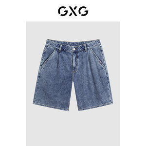 
GXG Men's Washed Blue Denim Shorts Straight Casual Shorts Summer 24 G24X252002