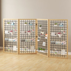 Solid Wood Folding Grid Display Rack Kindergarten Storage Rack Artwork Display Rack Jewelry Rack with Grid Shelves