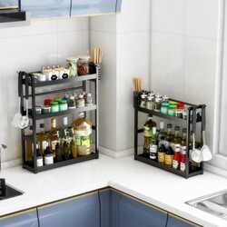 Kitchen Seasoning Storage Rack, Chopsticks and Knife Holder, Countertop Seasoning and Kitchenware Storage Rack, Multi-Layer Stainless Steel Non-Slip